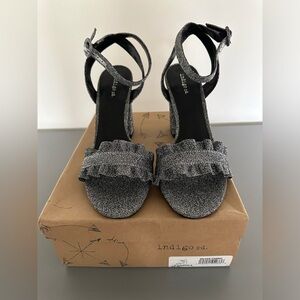 Indigo Rd Sandie4 Silver Sparkle High Heel Sandal
